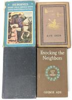 4 Antique to Vintage Hardcover Books: [1876] Lays of Ind. (New Edition , Enlarged), [1908] Heroines Every Child Should Know, [Undated, Old] Knocking the Neighbors, [1934] I Was A Pagan
