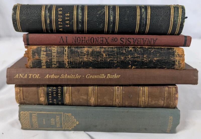 6 Antique Hardcover Books. Dates Range from 1813 - 1912