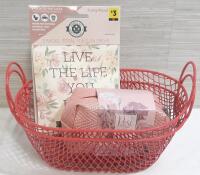 2 New Mini Wire Baskets, 2 Fruity Floeal Scented Sachets & 5 Piexe Rose Travel Beauty Kit