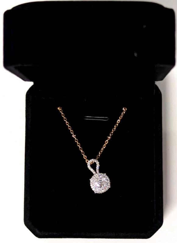 NEW 18K Gold Plated 0.5ct Simulated Diamond Cluster Necklace - Chain 18" Long