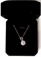 NEW 18K Gold Plated 0.5ct Simulated Diamond Cluster Necklace - Chain 18" Long