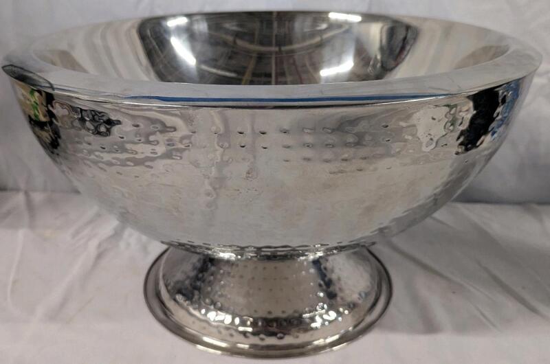 Oversized Metal Punch Bowl. 17" Diameter.