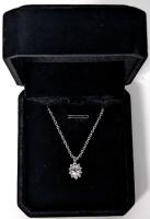 NEW Platinum Plated 0.5ct Simulated Diamond Halo Necklace - Adjustable Chain 20" to 22" Long