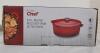 New - Master Chef 6.6L Round Red Cast-Iron Dutch Oven . - 2