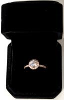 NEW 18K Gold Plated 1.0c Simulated Diarnond Halo Ring - Size 7.0
