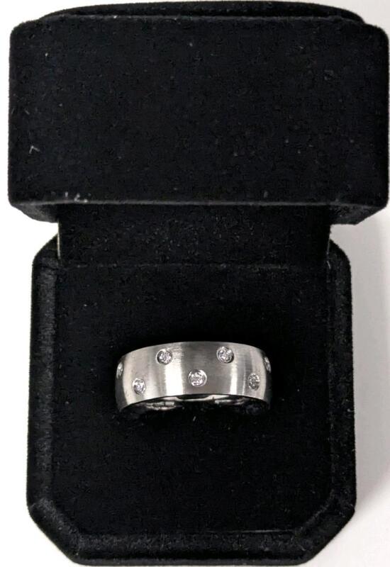 NEW Platinum Played 8.0mm Simulated Diamond Men's Ring Size 10