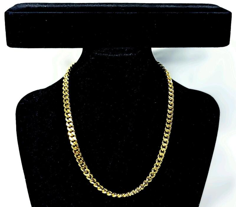 NEW 14K Gold Plated 7.5mm Cuban Link Necklace - 18" Long