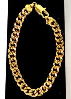 NEW 14K Gold Plated 7.5mm Cuban Link Bracelet - 8" Long
