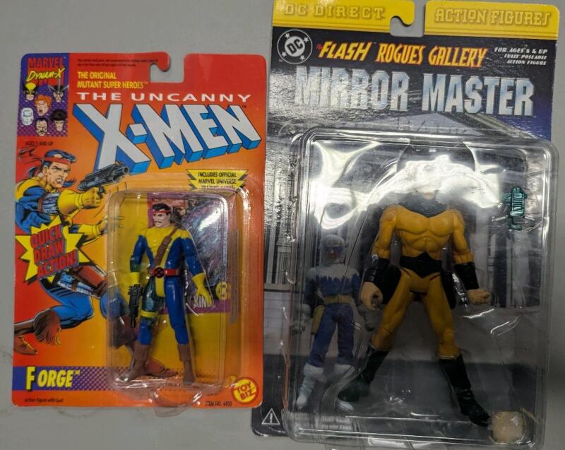 2 Vintage Action Figures. Marvel's X-Men Forge (4.75" Tall) and DC Mirror Master (6.5" Tall)