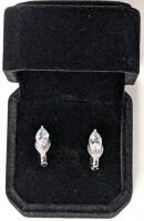 NEW Platinum Plated 1.0ct Each Marquise Cut Simulated Diamond Semi-Halo Leverback Earrings