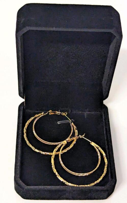 New 14K Gold Plated 40.0mm Double Hoop Earrings