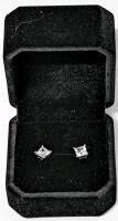 NEW Platinum Plated 0.8ct Each Princess Cut Simulated Diamond Stud Earrings
