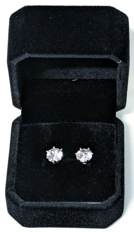 NEW Platinum Plated 1.0ct Each Princess Cut Simulated Diamond Stud Earrings