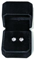 NEW Platinum Plated 1.0ct Each Princess Cut Simulated Diamond Stud Earrings