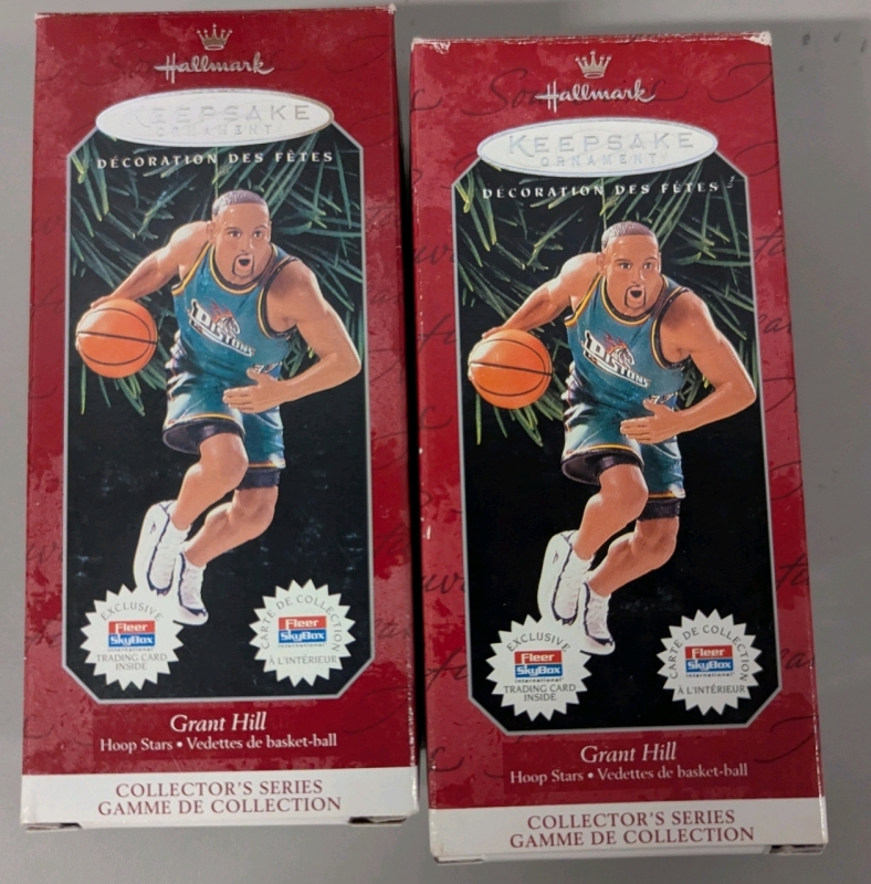 2 Vintage In Box Hallmark Grant Hill Hoops Stars Ornament. Measures Approximately 4" in Height.