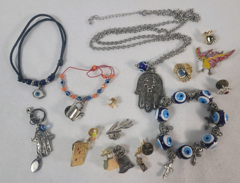 Assorted Evil Eye Jewelry & Whimsical Pins .