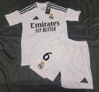 As New w/Tags - Kids Size-22 Real Madrid #6 HARIS Soccer Home Kit (jersey & shorts) . Small purple mark on front .