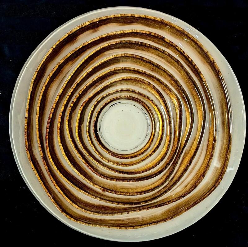 Huge Vintage Swirled Glass Bowl, 15.5" Diameter &times; 4.25" Tall, No Chips or Cracks