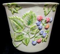 Large Vintage Ceramic Mulberry 3D Relief Plant Pot, Made in Portugal, 10" Diameter &times; 8.5" Tall, No Chips or Cracks