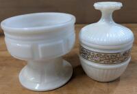 Vintage Milk Glass Lot. Avon Cream Jar and Planted. Cream Jar stands 5" Tall