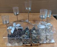 New Candle Decor Lot. 5 Candle Tealight Holder and 18 Candles. Tealight Holder Stands 7.75" Tall