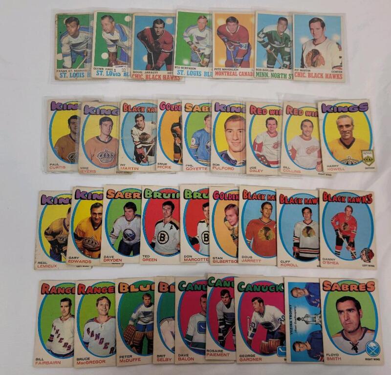 1970 - 1972 O Pee Chee NHL Hockey Trading Card Singles . '70-'71 - 7 Trading Cards & '71-'72 - 27 Trading Cards