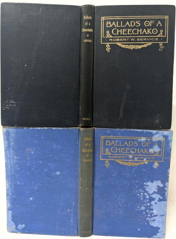 2 Antique + Vintage Hardcover Copies [1909 & 1933] of BALLADS OF A CHEECHAKO by Robert W. Service
