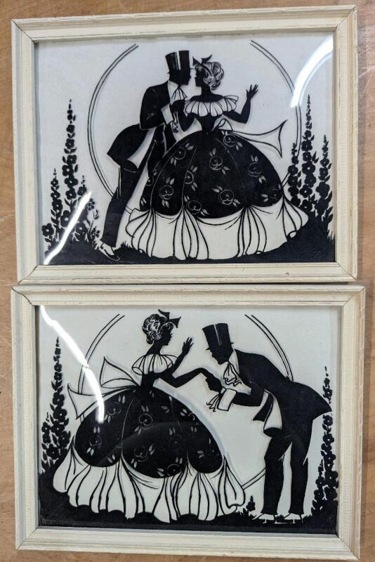 2 Framed Wedding Sillouttes. 8.75" by 6.75"