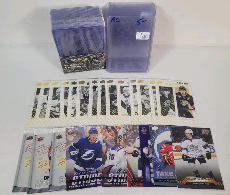 2024-25 Tim Hortons UD NHL Hockey Trading Card Singles , 24 Trading Cards & 34 Clear Top Loaders