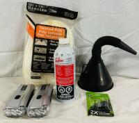 6 Car Accessories, Includes One 3157LL Bulb, 2 Crank Flashlights, 100&rsquo; Twisted Poly Rope, Sea Foam Motor Treatment*, Plastic Funnel