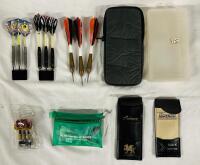 Assorted Darts Supplies, Includes 9 Darts, 3 Mini Darts, Supply Bag, and Various Cases
