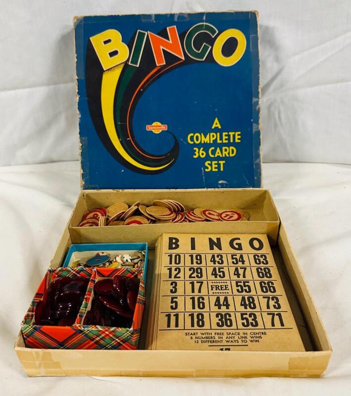 Vintage Bingo Game, with Markers/Tabs and 35 Unique Cards