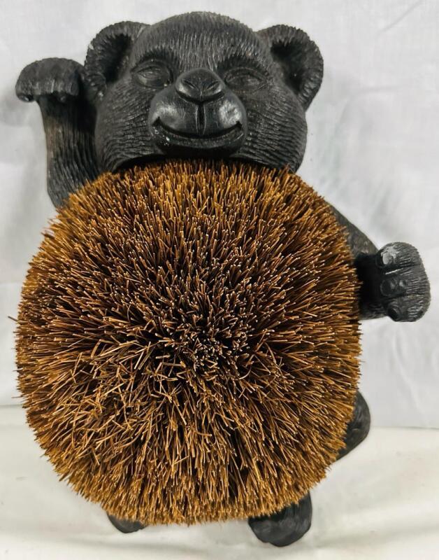 Novelty Solid Wood Bear-Shaped Boot Brush, 12.5&rdquo; x 8.5&rdquo; x 5.5&rdquo;
