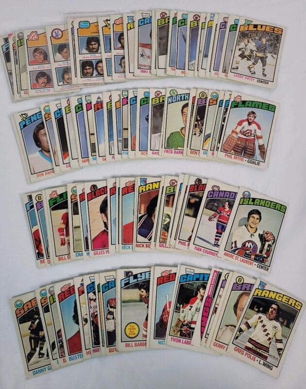 1976 - 1977 O Pee Chee NHL Hockey Trading Card Singles , 80+ Trading Cards .