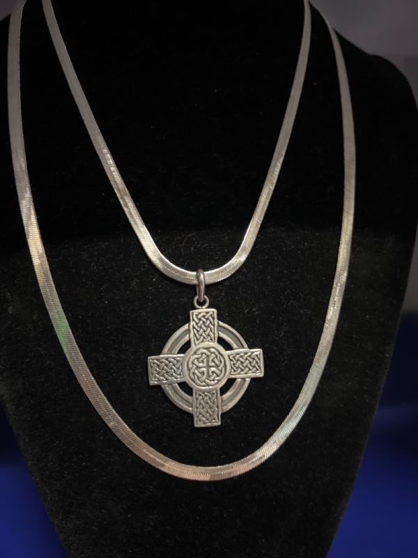 925 Sterling Stamped statement Celtic Cross Pendant