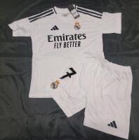 As New w/Tags - Kids Size-28 Real Madrid #7 CHAKIR Soccer Home Kit (jersey & shorts) . Small purple mark on front