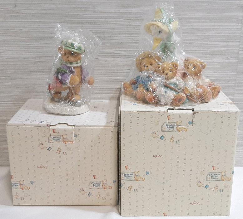2 Cherished Teddies Statues, Including "It's a Holiday on Ice" & "Friends of A Feather Flock Together"
