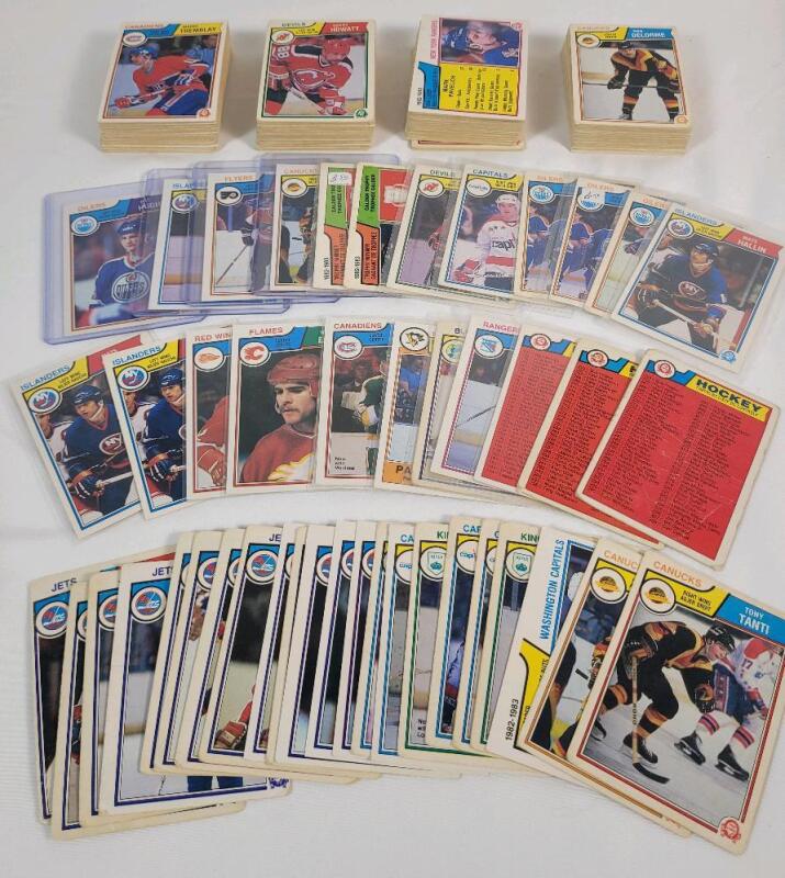 1983 - 84 O Pee Chee NHL Hockey Trading Card Singles , 200+ Trading Cards . Will include Doubles