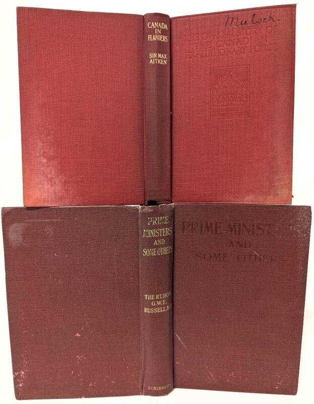 2 Antique Hardcover Canadian History Books: [1916] Canada in Flanders Vol I by Sir Max Aitken & [1919] Prime Ministers And Some Others by The RT.HON. G.W.E. Russell M.P.