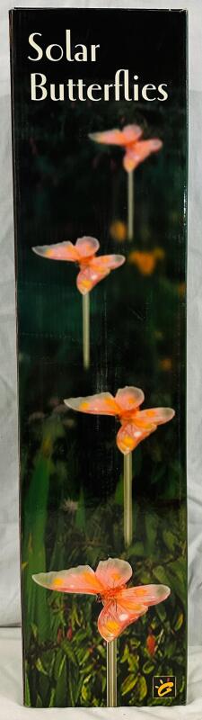 4 As-New Outdoor Solar Butterfly Lights; See Photos for Dimensions