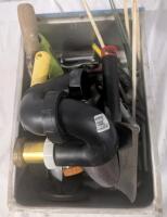 10+Assorted Tools with Metal Bin. Bin Stands 4.25" Tall