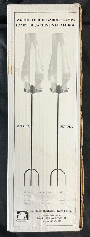 2 Wrought Iron Garden Lamps with Candles, Approx. 23&rdquo; Tall