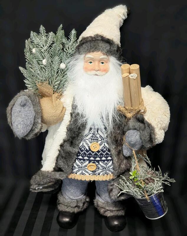 Adorable 24" Tall Santa Figure (Love the Nordic-Style Knitted Sweater!)