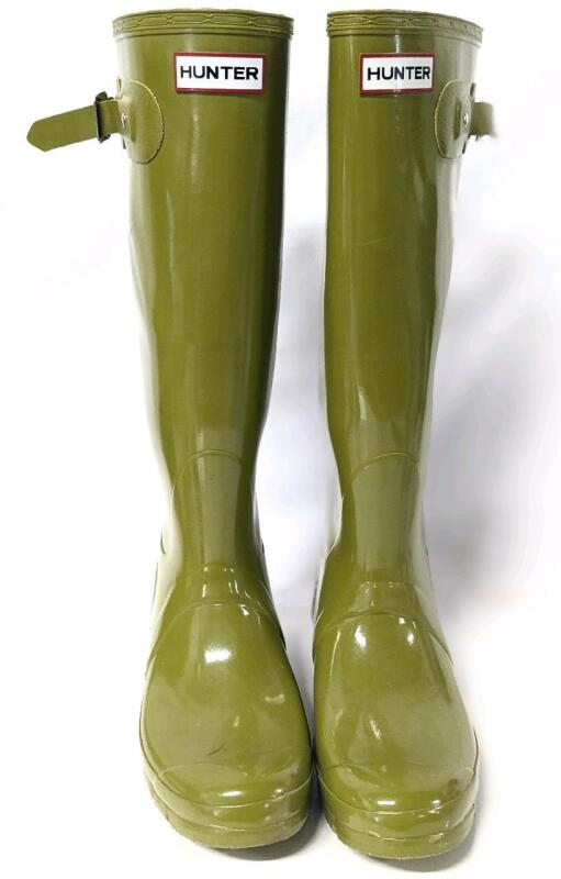 Size 7M/8W HUNTER Rubber Boots, Original Gloss W23616, Avocado
