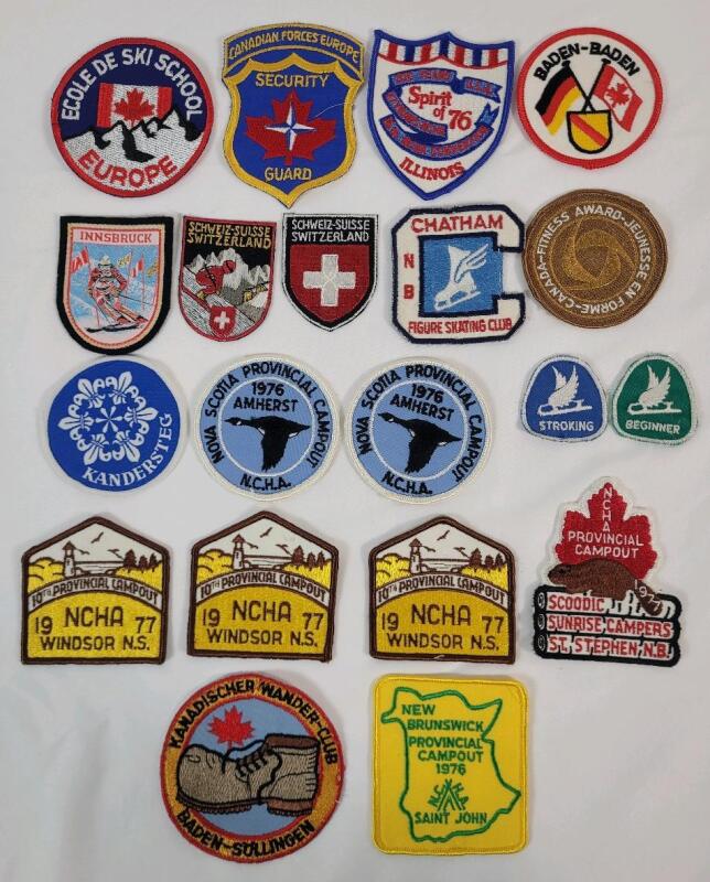 20 Vintage Sports , Exercise , Camping, and Military Patches .