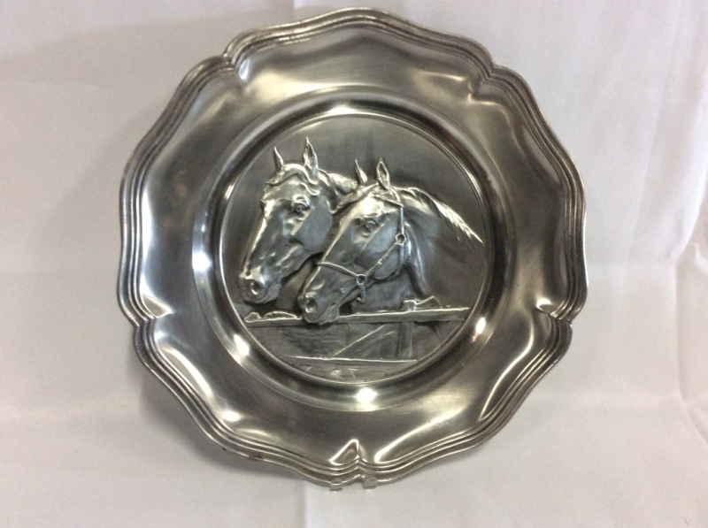 Pewter Charger - Embossed Horses