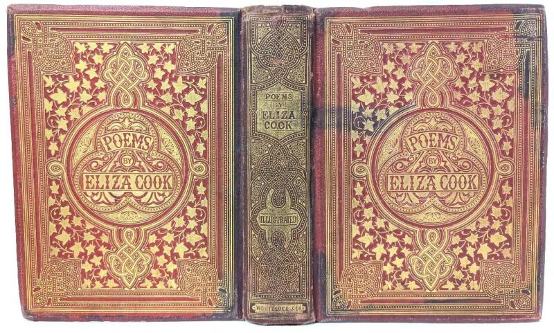 Antique Late 1800s POEMS BY ELIZA COOK, Illustrated, Routledge & Co, Gilded Edges