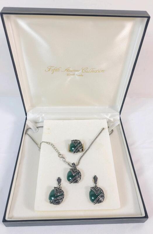 Fifth Avenue Collection Set w/Box . Includes Necklace, Earring Set & Ring (size 8) . Excellent Condition