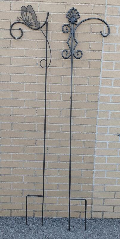 2 Really Tall (6ft!) Garden / Yard Stakes with Hooks