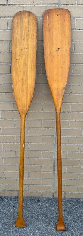 2 Wooden Rowing Oars, Slightly Mismatched - See Description for Measurements